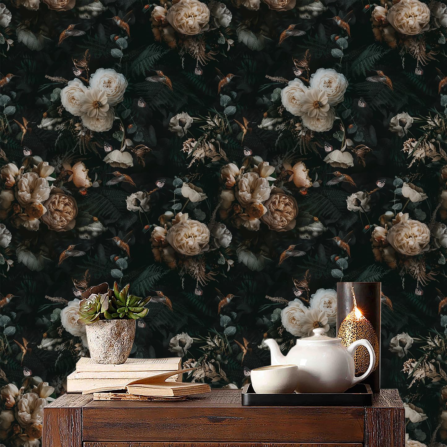 Floralplus peel-and-stick wallpaper shows easy removal with no residue.