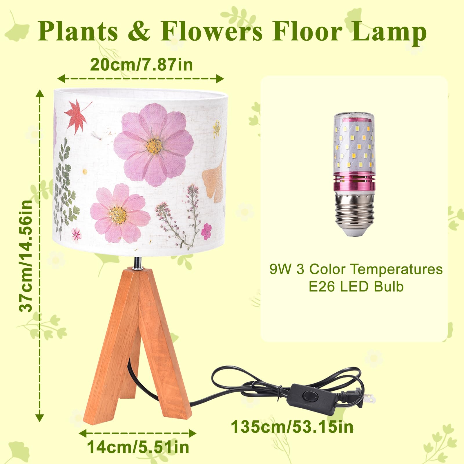Floresita dried flowers tripod lamp in nursery creates gentle ambient light