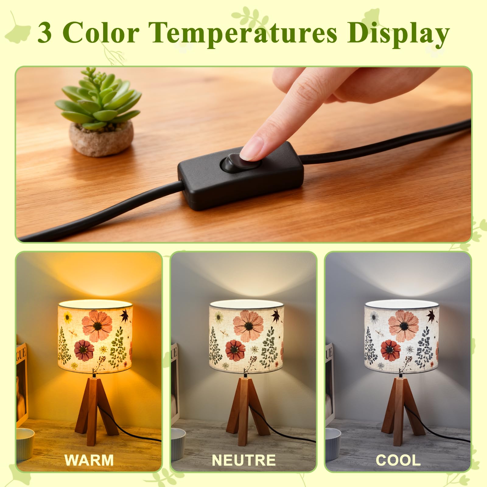 Floresita dried flowers tripod lamp wooden base highlights natural materials