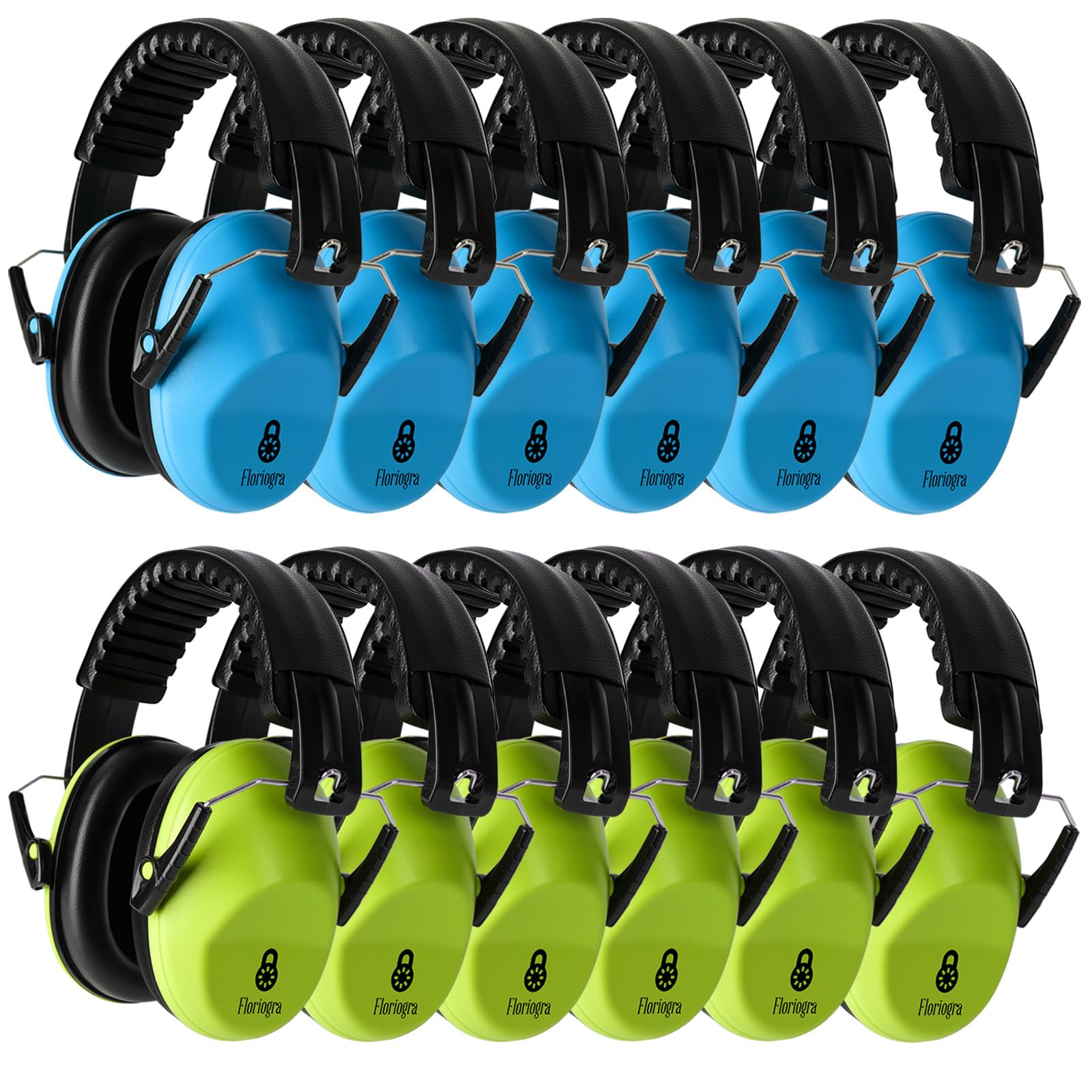 Floriogra 12-pack kids earmuffs pack-shot, showing protection for loud events