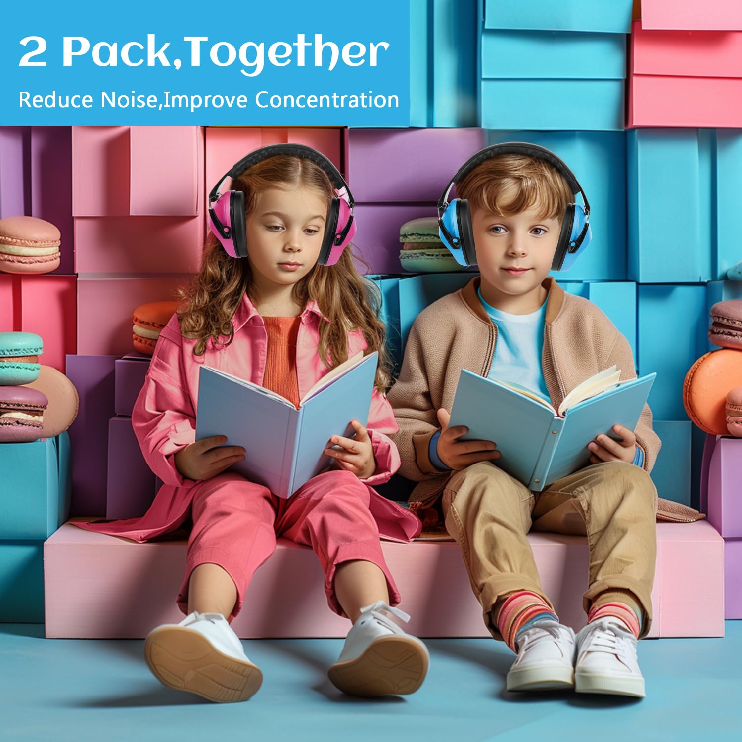 Floriogra kids headphones earcups front view with 360° rotation for secure fit.