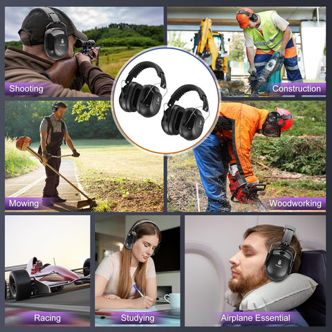 Floriogra earmuffs suitable for construction, mowing, woodworking, and other loud environments.