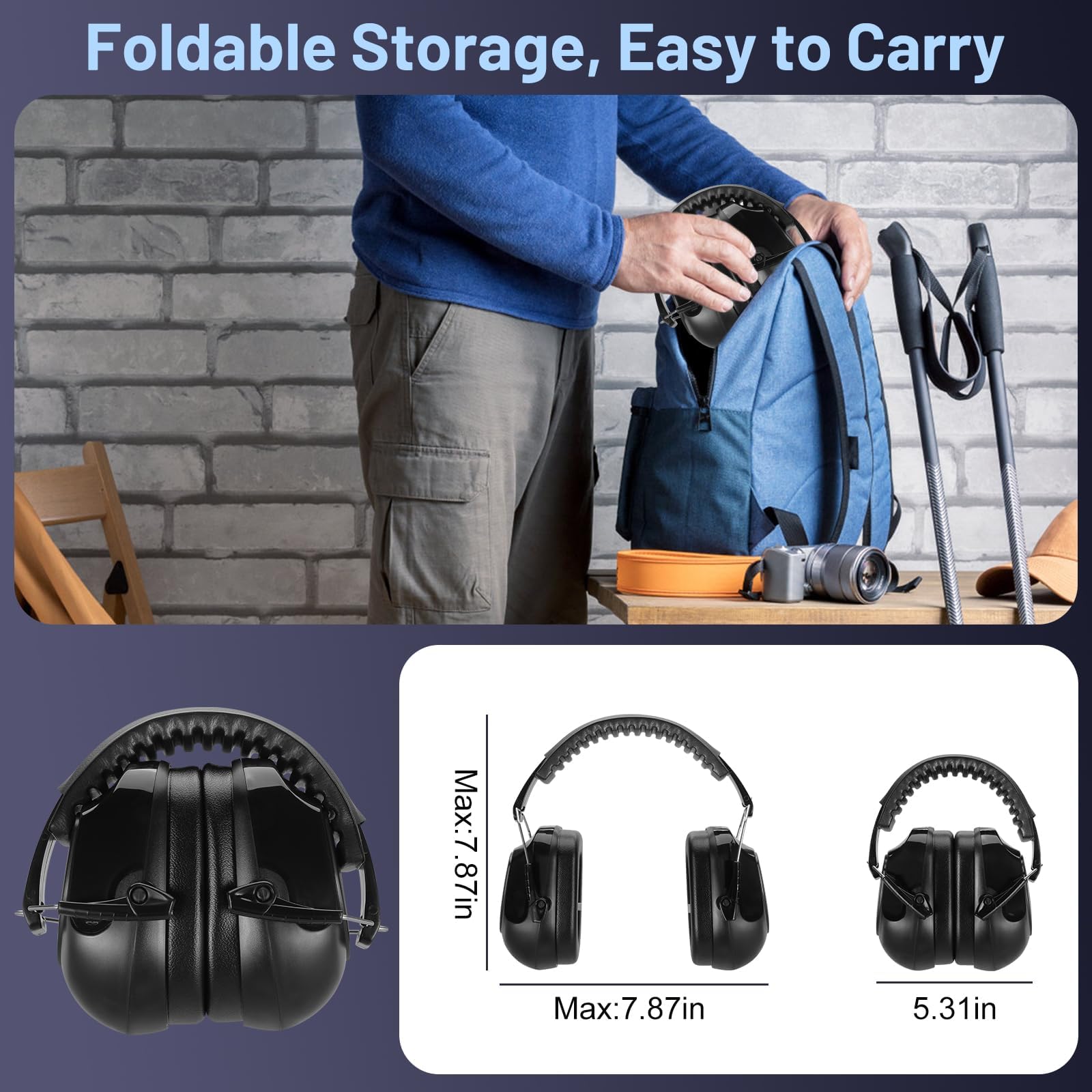 Floriogra included carry bag keeps earmuffs protected during travel.