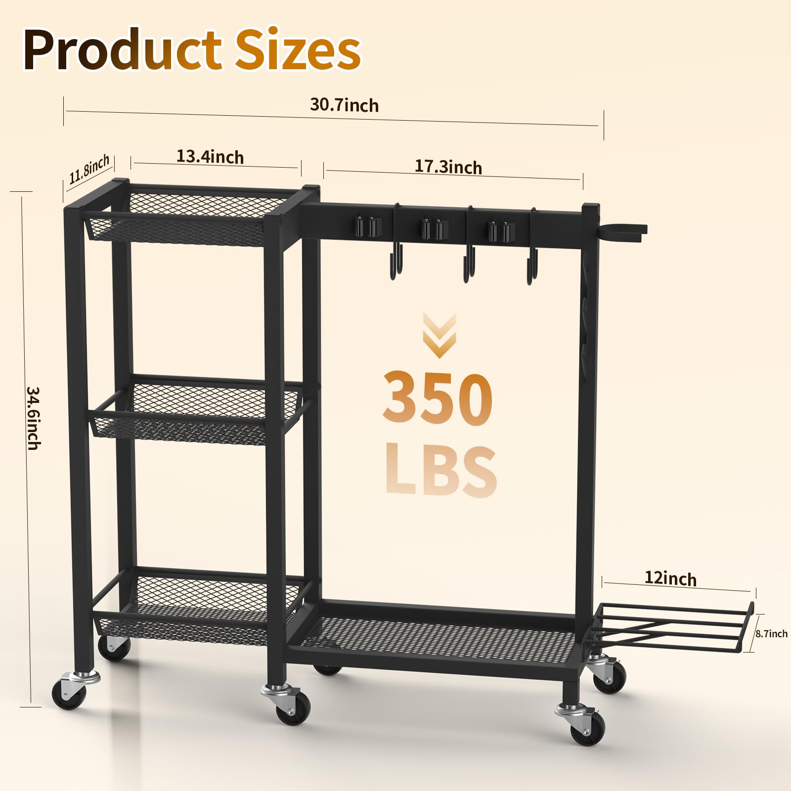 FLOUREE cleaning-supplies-caddy shows 3-tier shelves for sprays and cloths, easy access to essentials.