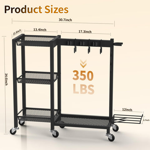 FLOUREE cleaning-supplies-caddy shows 3-tier shelves for sprays and cloths, easy access to essentials.