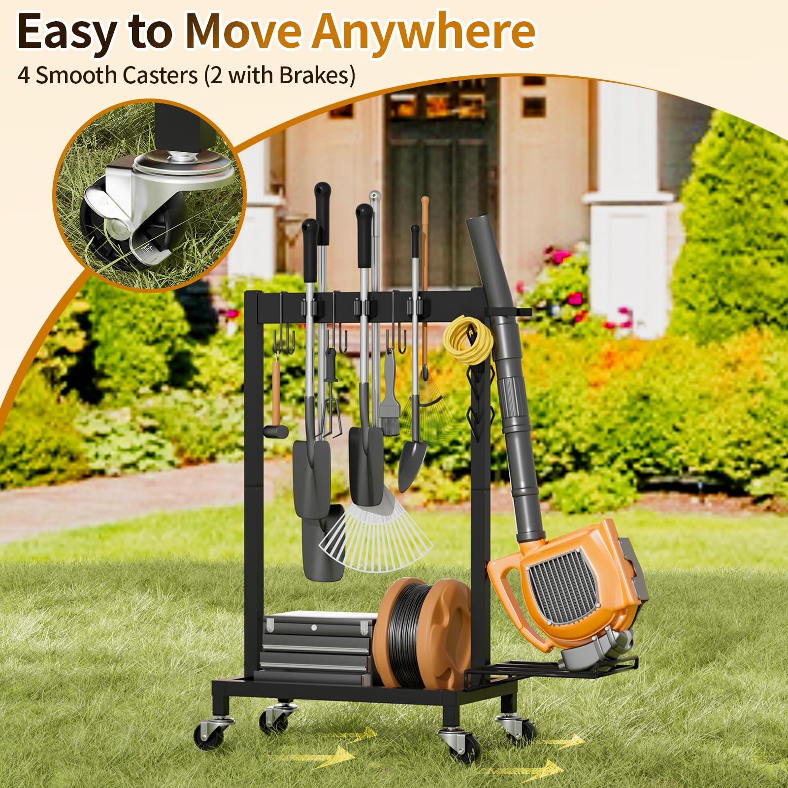 FLOUREE rolling cleaning cart glides smoothly for effortless room-to-room organization