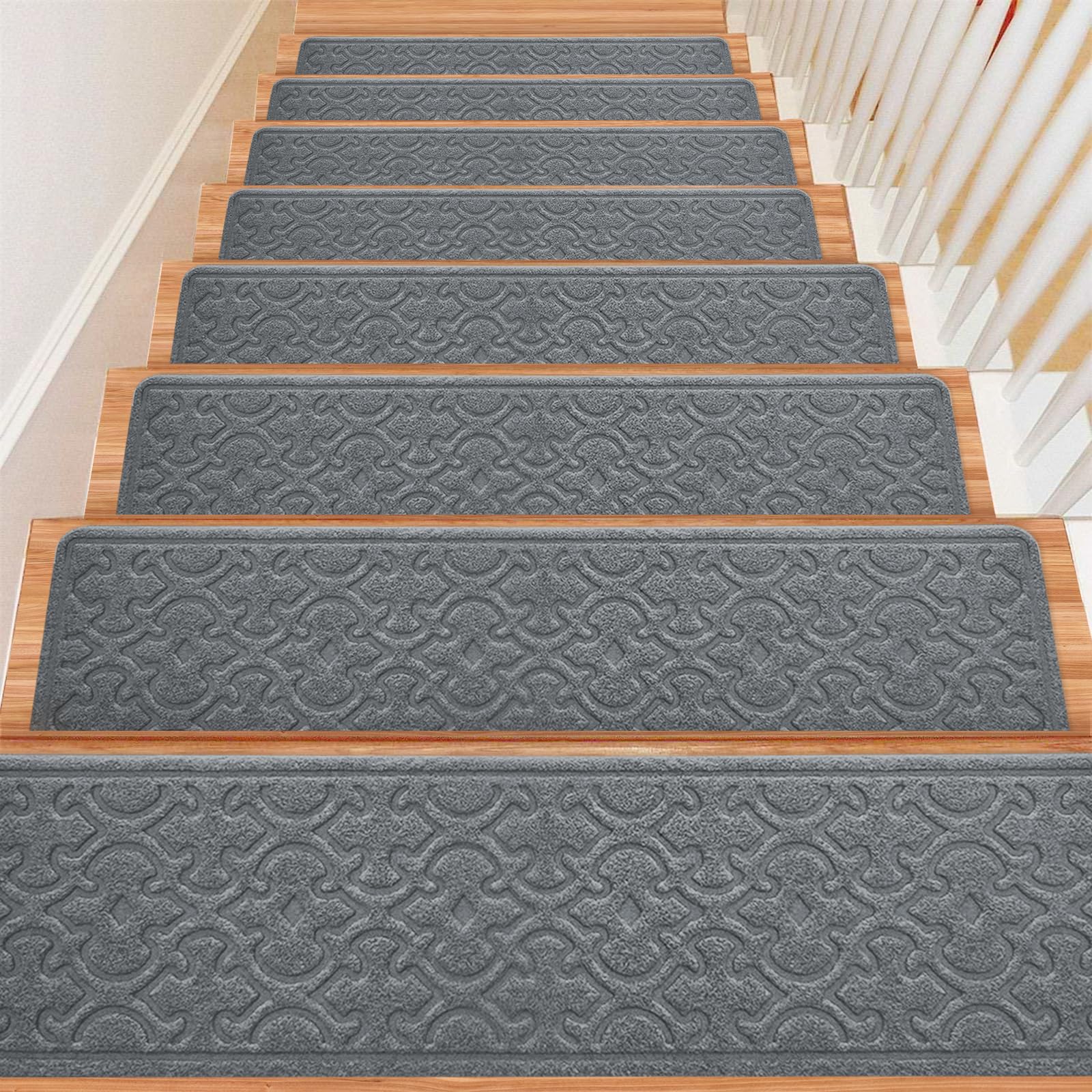 FlowaFoli 15pcs stair treads closeup showing a durable surface for indoor stairs