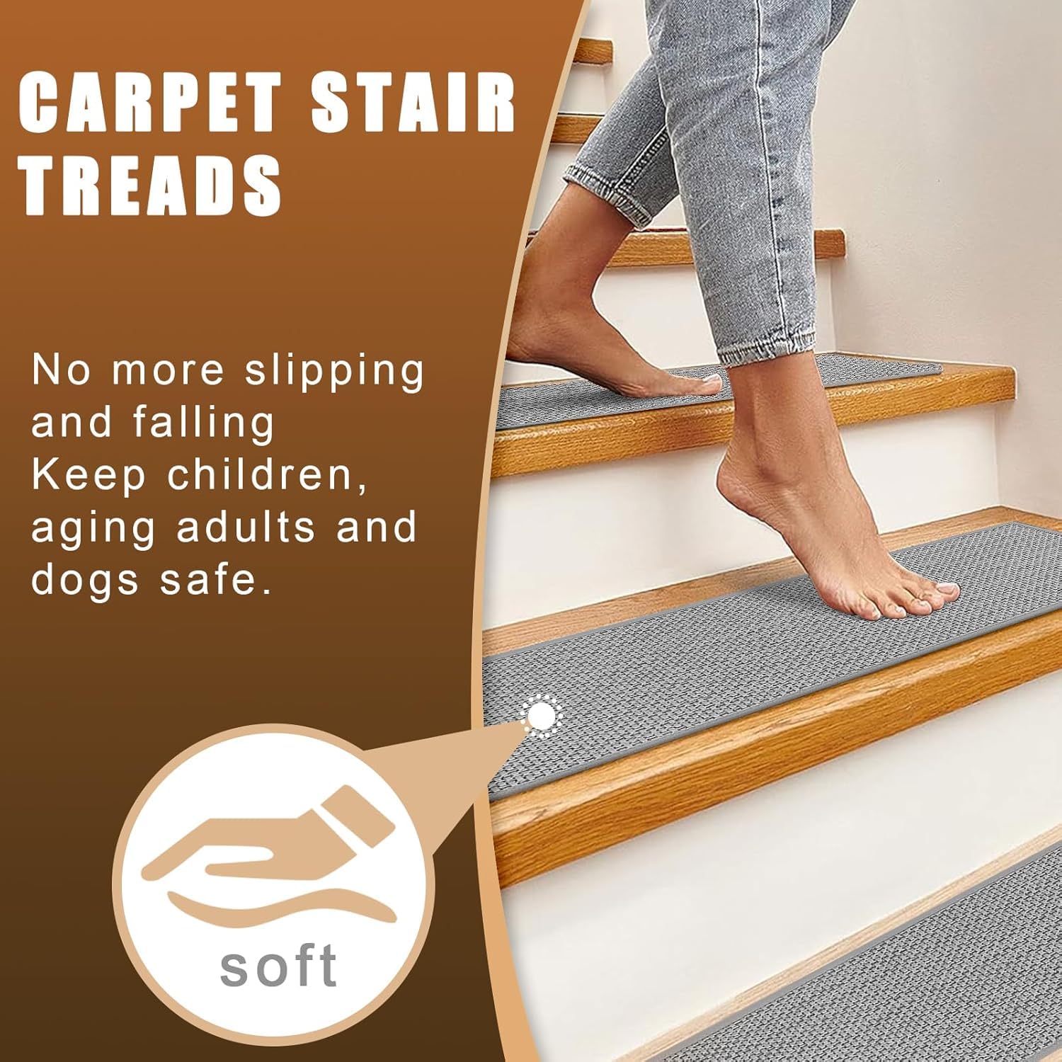 FlowaFoli machine-washable stair runners keep wooden stairs clean and fresh.