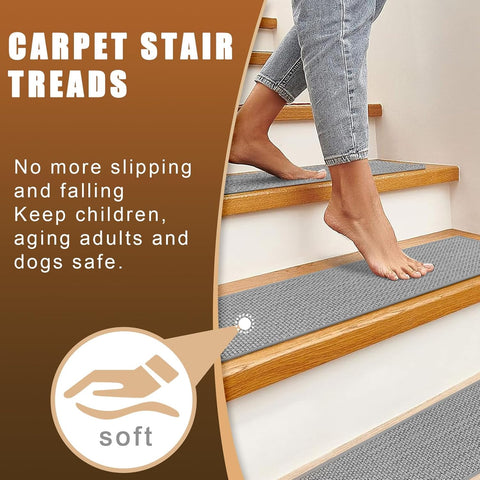 FlowaFoli machine-washable stair runners keep wooden stairs clean and fresh.