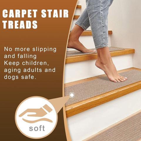 FlowaFoli stair treads beige 8x30 machine-washable for easy cleaning