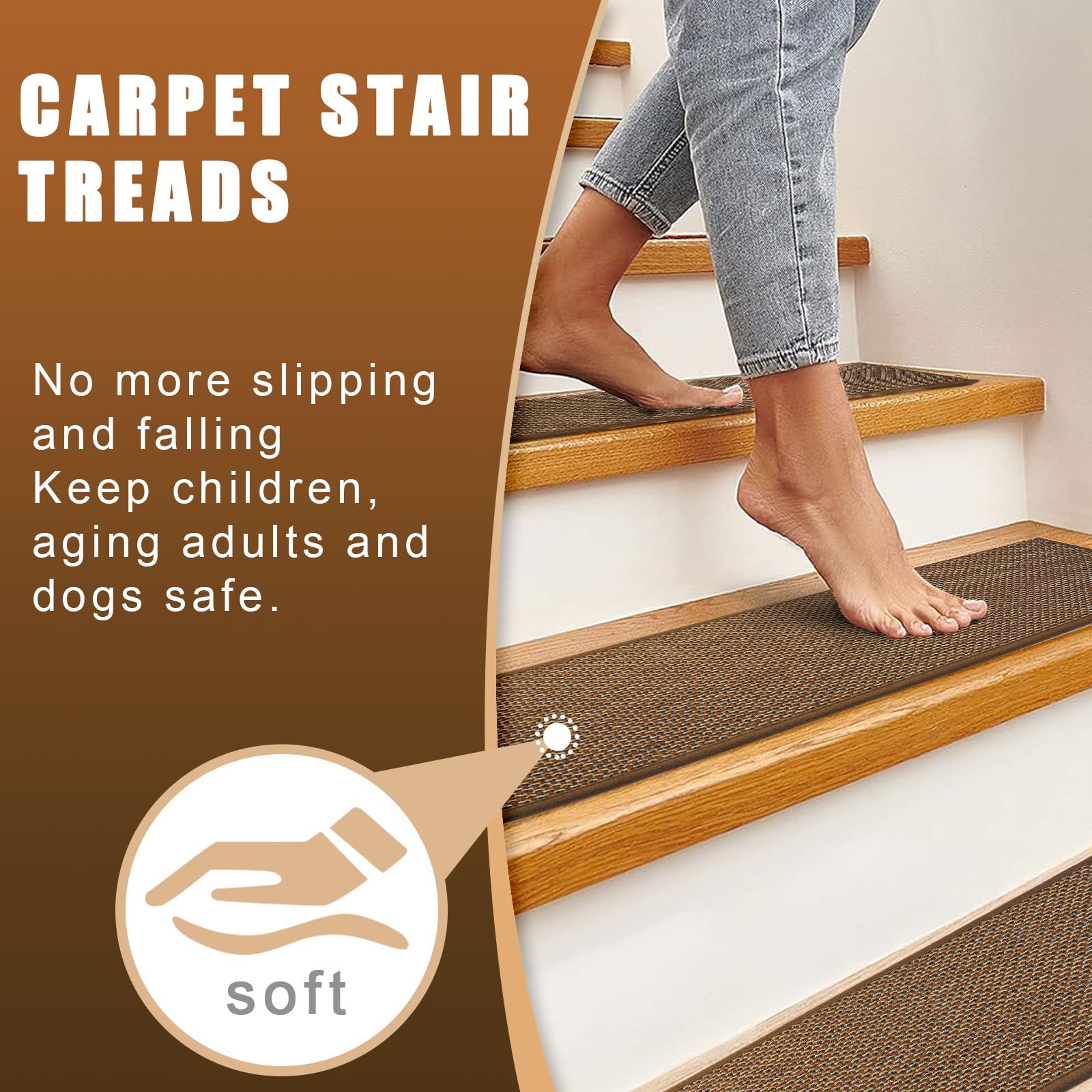 The non-slip backing of FlowaFoli treads grips steps for stable footing.