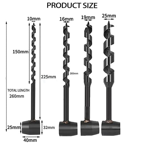 FLOWERTEEN Scotch Eye wood auger enables leverage with a branch for easy turning.