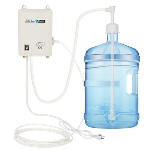 FlowFluid bottled water pump system top view showing compact design for home kitchens.