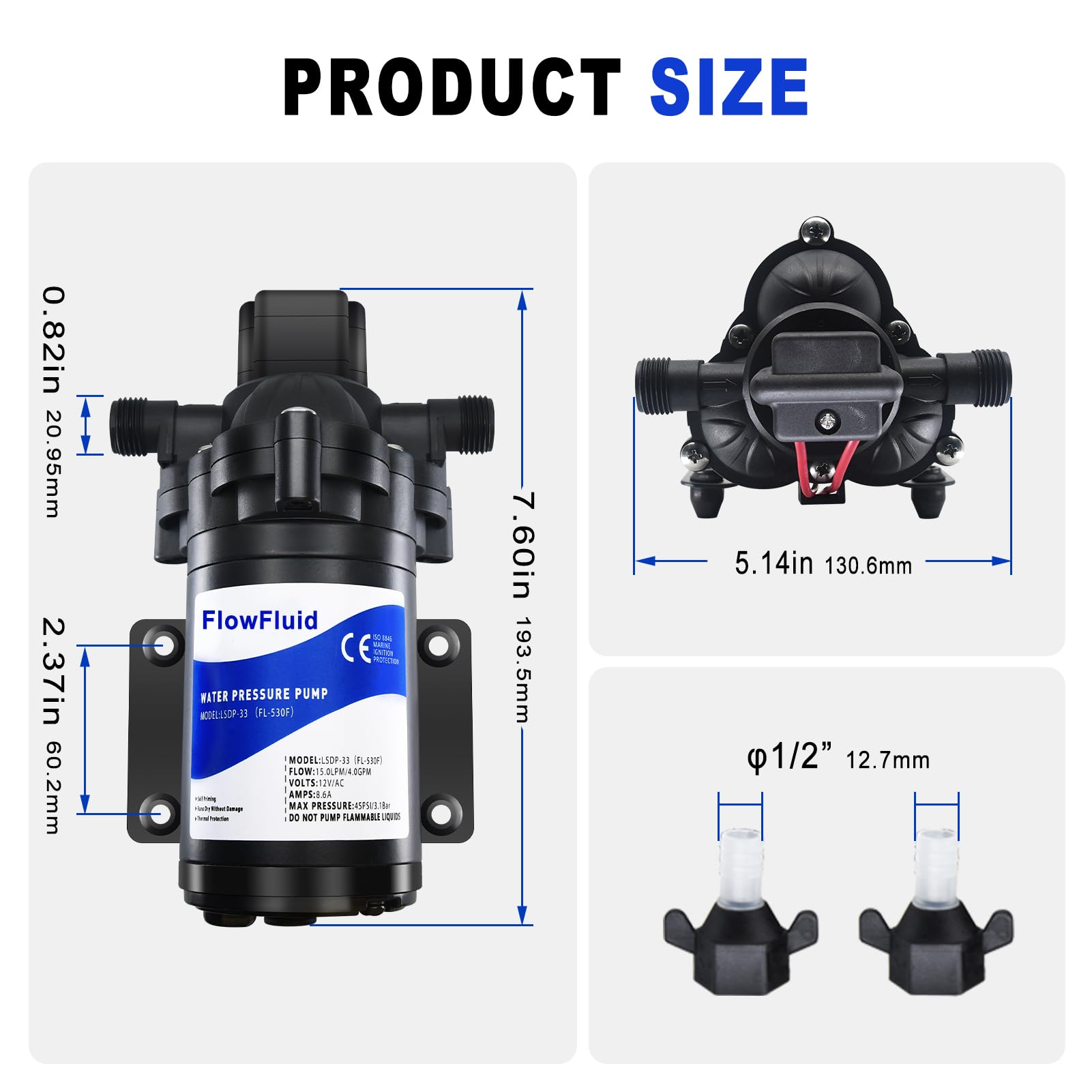 FlowFluid CE-certified pump ensures safe, quiet performance.