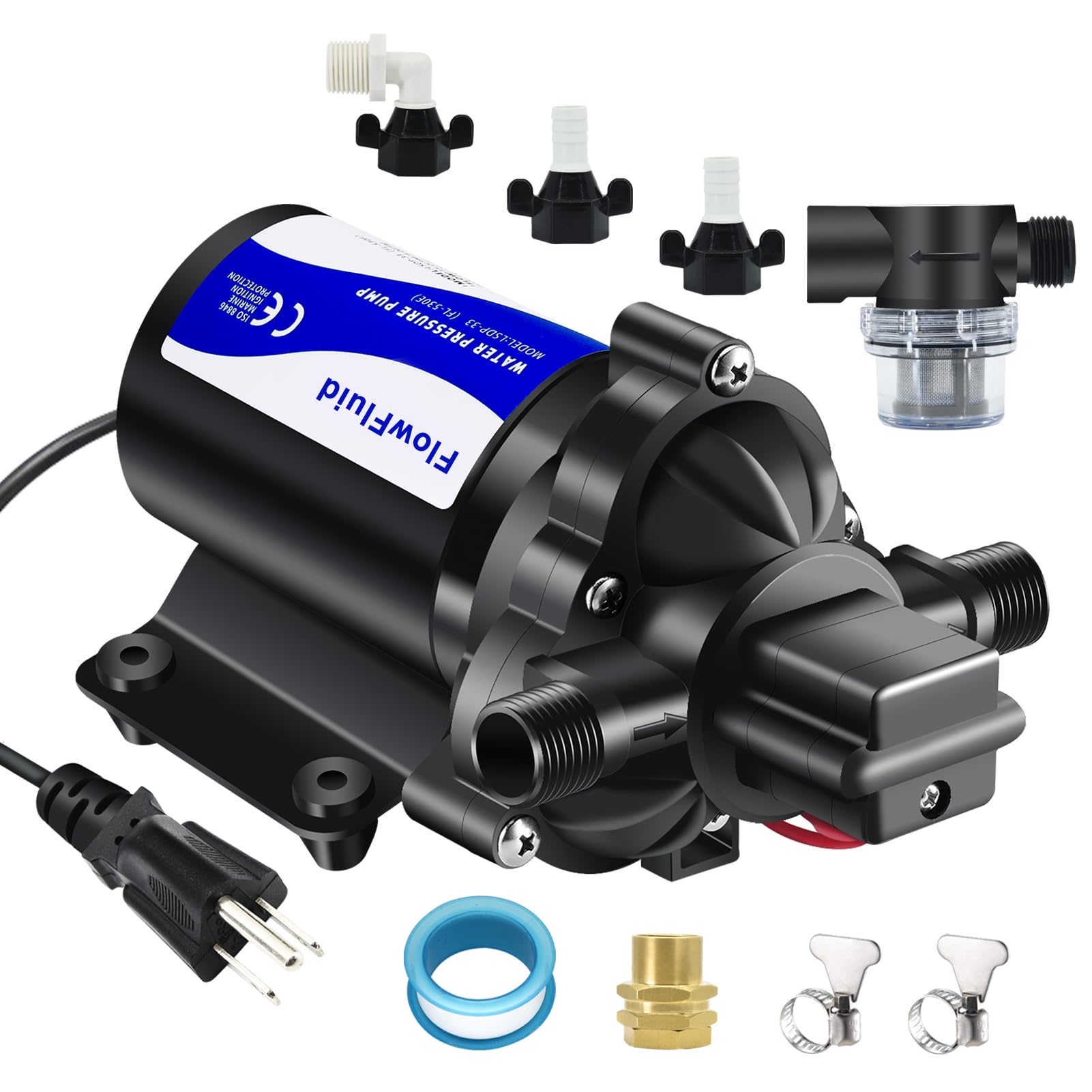 FlowFluid water pump installation for simple irrigation and transfer tasks.