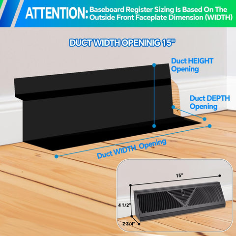 Flowild baseboard register 180deg airflow demonstrates adjustable distribution for balanced comfort
