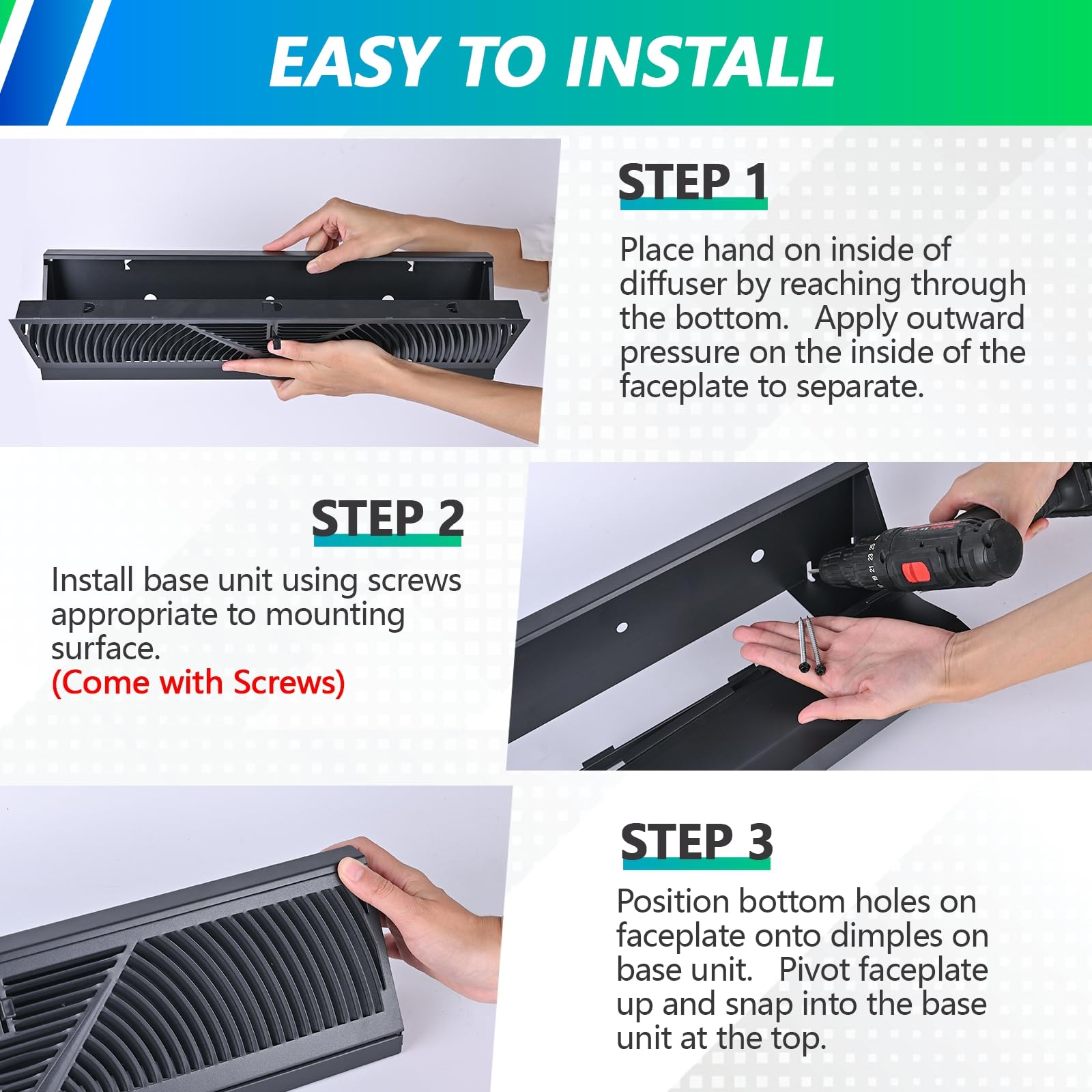 Flowild baseboard register modern corner design blends with decor while guiding airflow