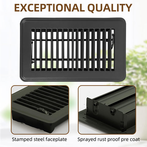 Flowild heavy-duty steel floor register demonstrates durable build for high-traffic spaces.