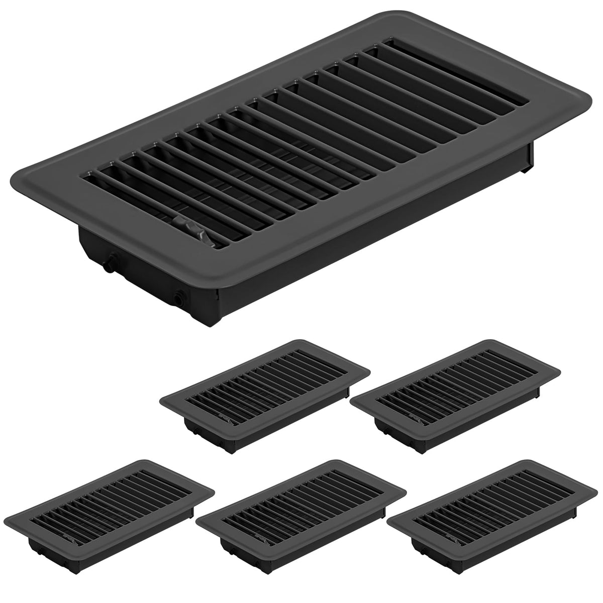Flowild six-pack 4x8 floor register showing compact packaging for quick replacement.