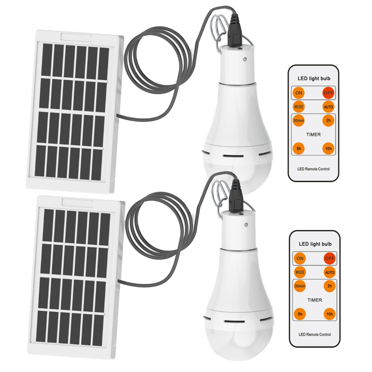 FLRONGSUN solar bulb light with outdoor panel for solar charging during camping