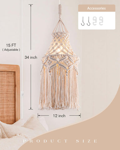 FLSFU 12-inch ring and 34-inch tassels bring boho charm to any room.