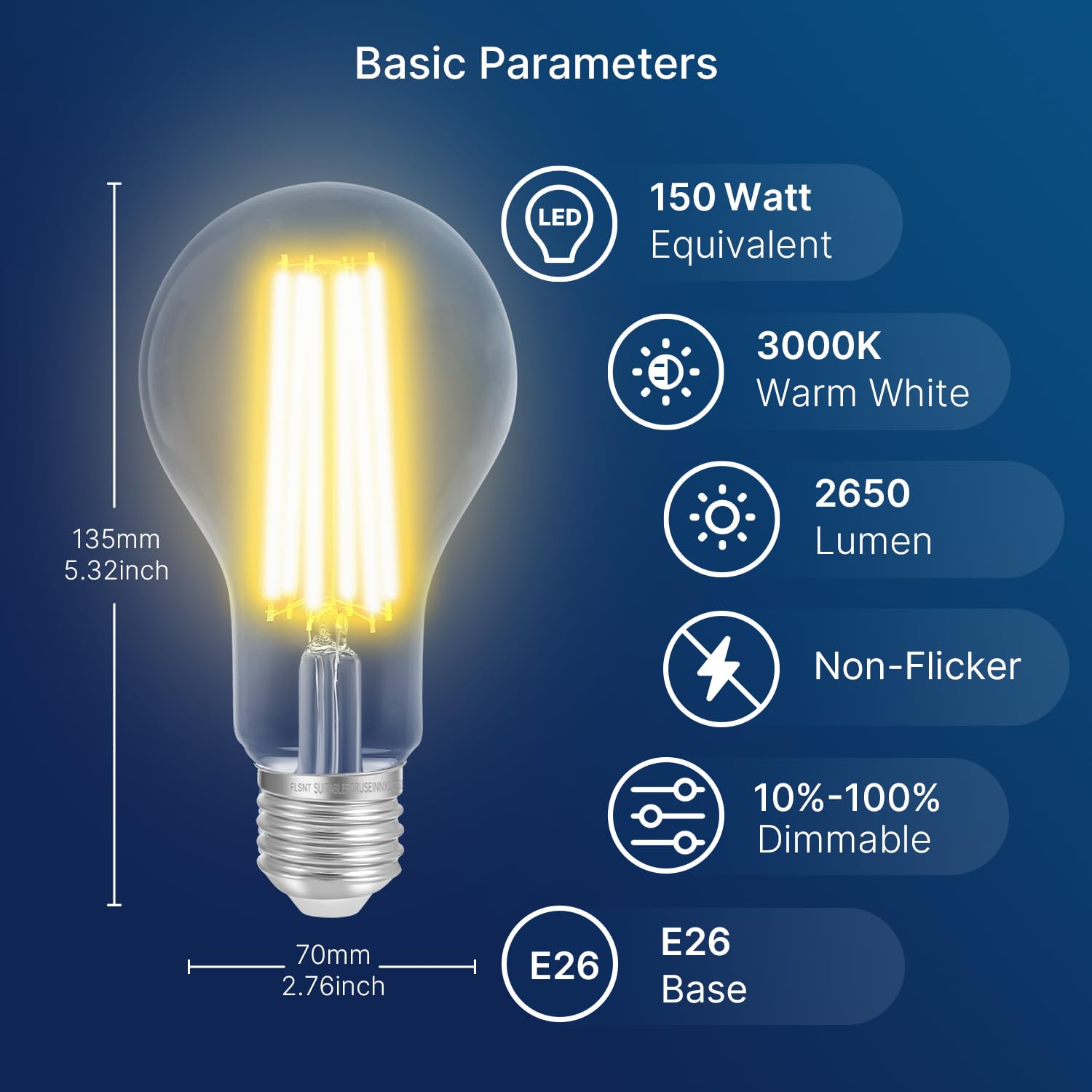 FLSNT 18W LED bulbs offer energy-efficient replacement for 150W incandescent.