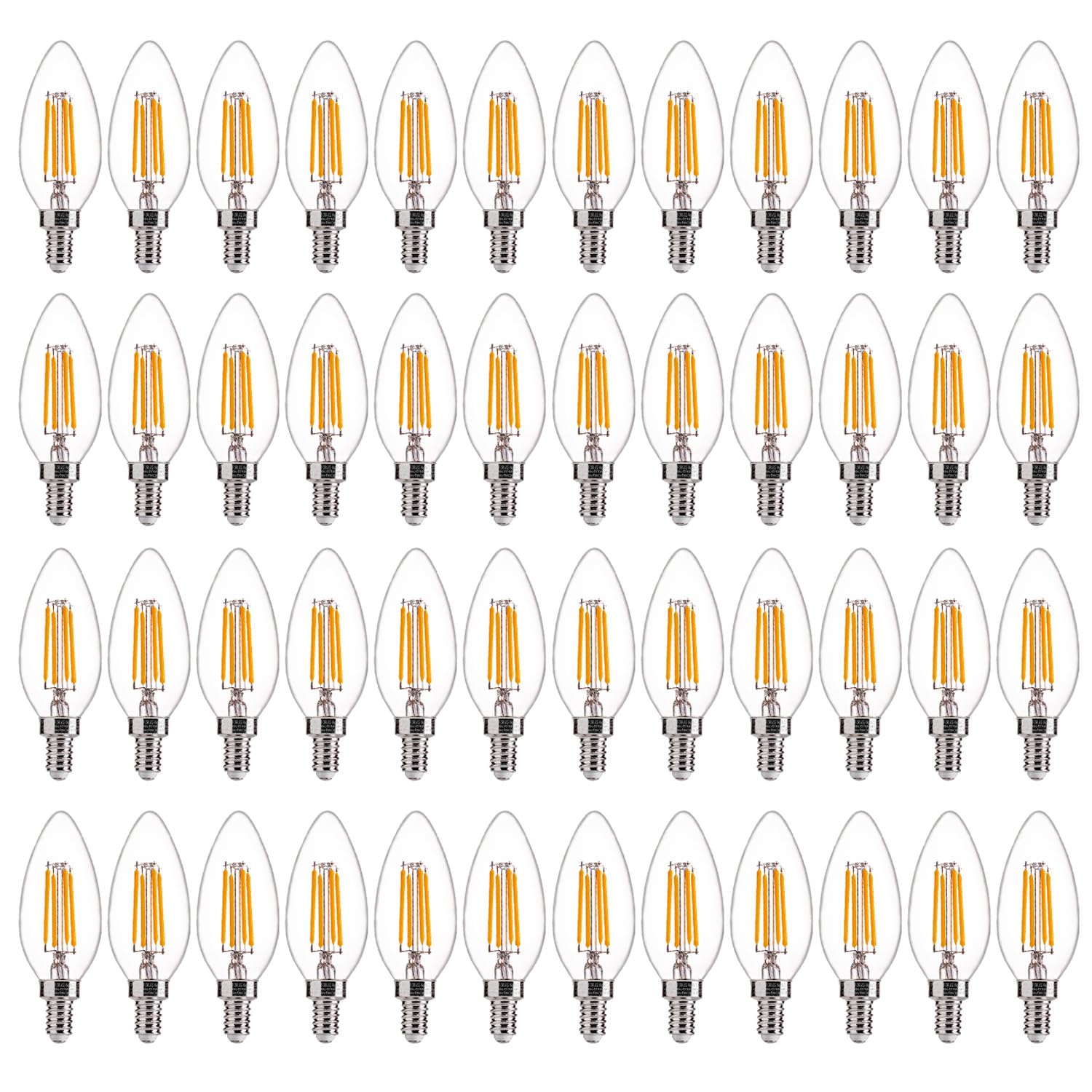 FLSNT 48-pack LED candelabra bulbs with 60W equivalent for chandeliers