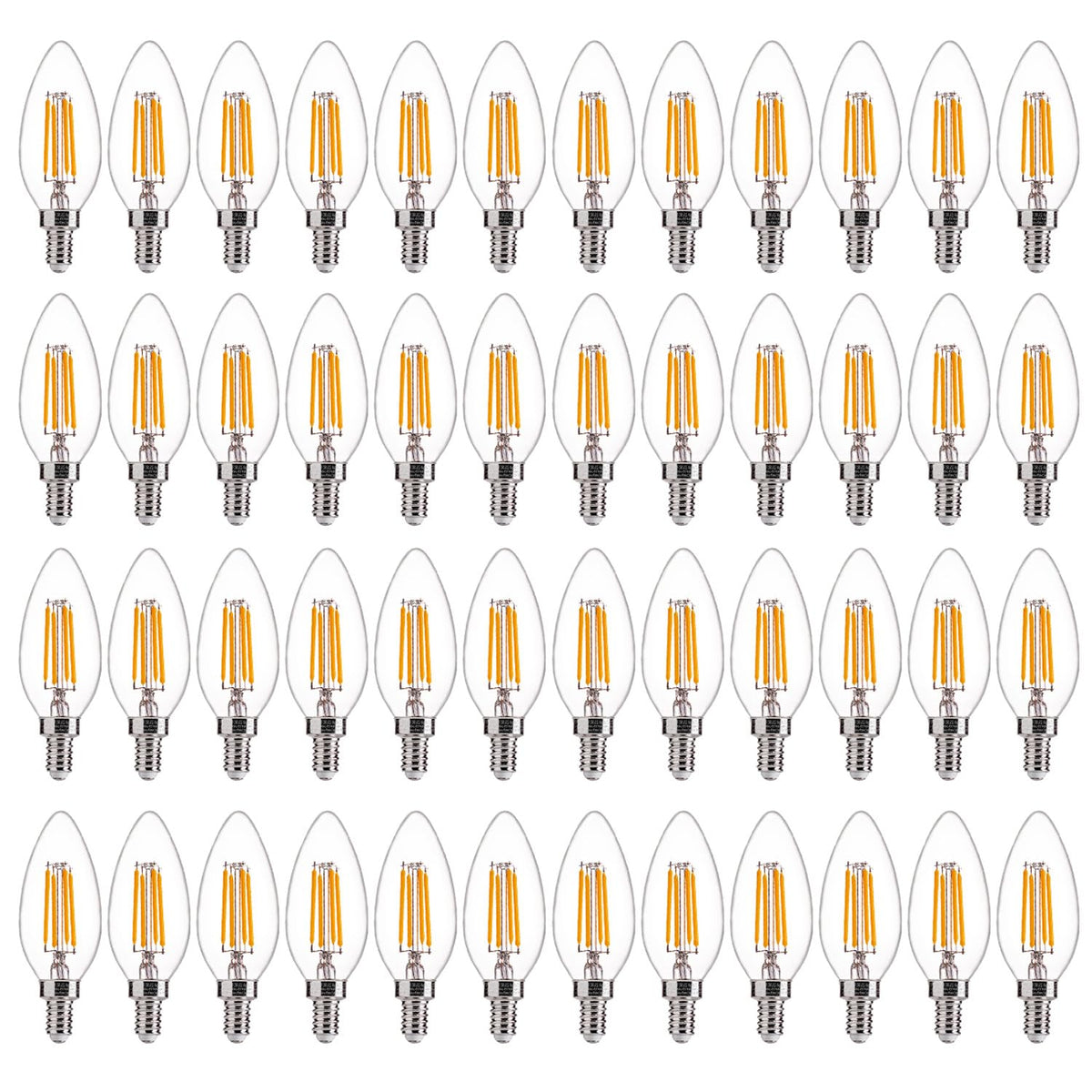 FLSNT 48-pack LED candelabra bulbs with 60W equivalent for chandeliers