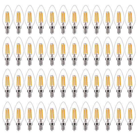 FLSNT 48-pack LED candelabra bulbs with 60W equivalent for chandeliers