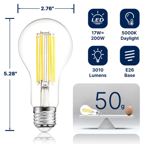 FLSNT 200W-equivalent LED bulb with E26 base for simple retrofit