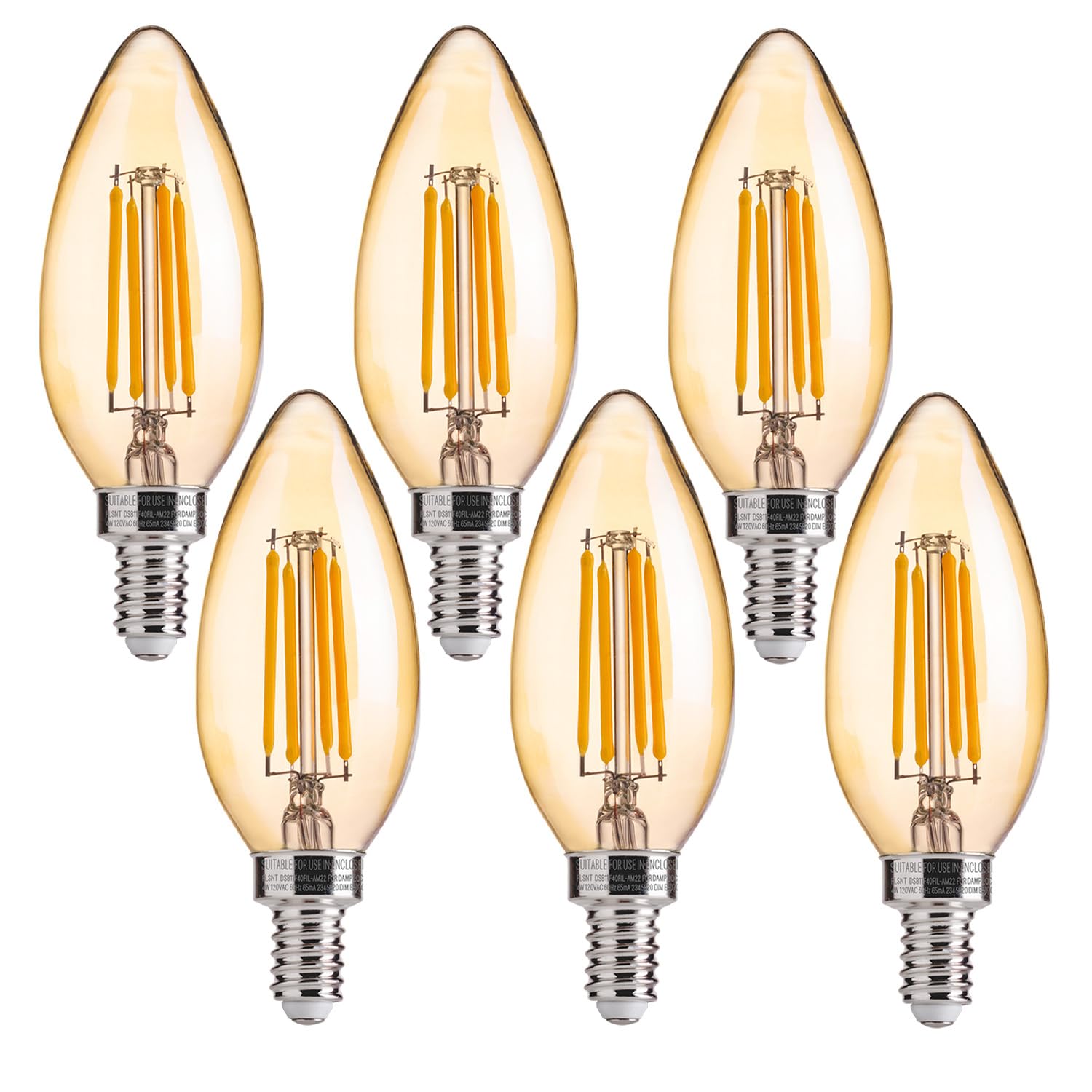 FLSNT amber LED bulb 330lm in chandelier creates cozy ambient lighting.
