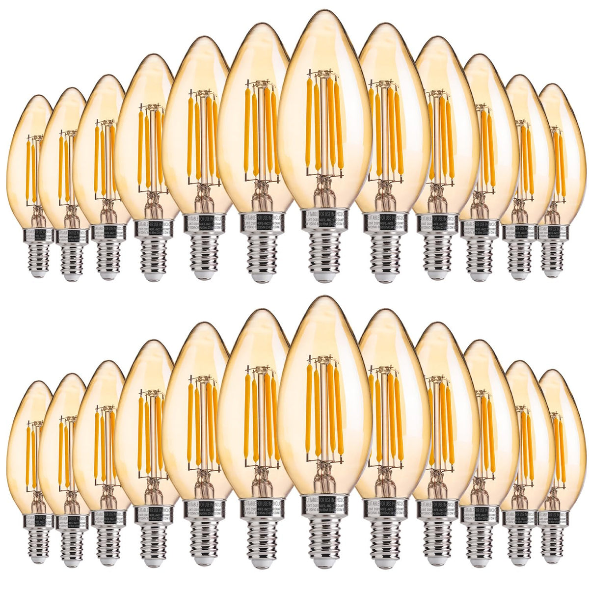 FLSNT Amber LED bulbs with amber-glass finish create cozy ambient lighting.