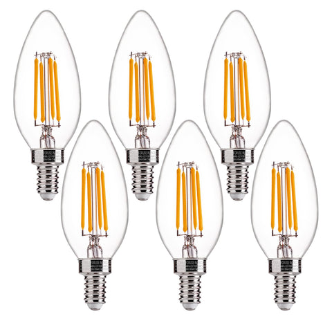 FLSNT B11 LED filament chandelier bulb, 60W equivalent, dimmable for ambience