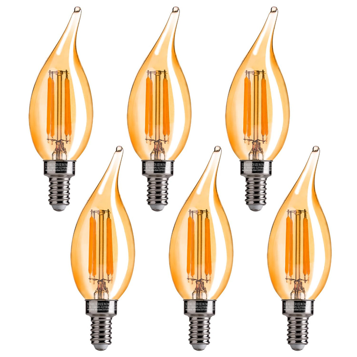 FLSNT CA11 amber-glass finish bulbs for elegant ambient lighting