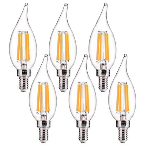 FLSNT CA11 LED candelabra bulb with 2700K soft white glow for warm ambiance.