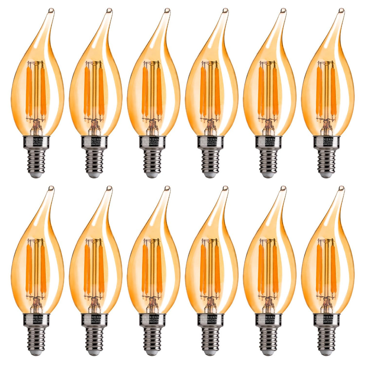 FLSNT CA11/E12 bulb with amber glass delivering a warm glow for cozy evenings