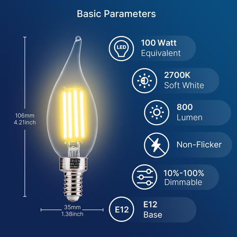 FLSNT CA11 LED bulb delivers 800 lumens for immediate bright illumination.