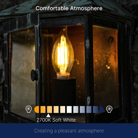 FLSNT CA11 LED candelabra bulbs dimmable for smooth brightness control.