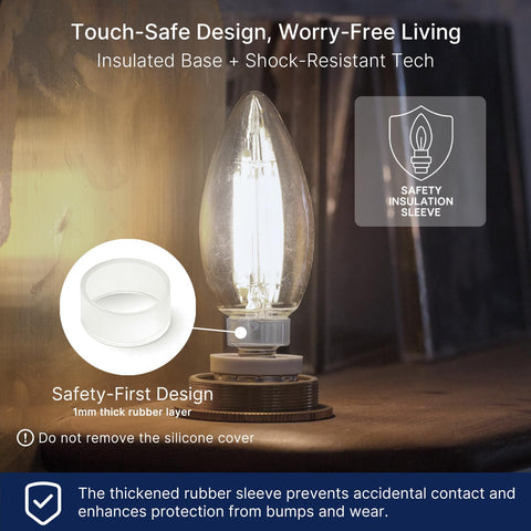 FLSNT chandelier bulb in porch or living room setting.