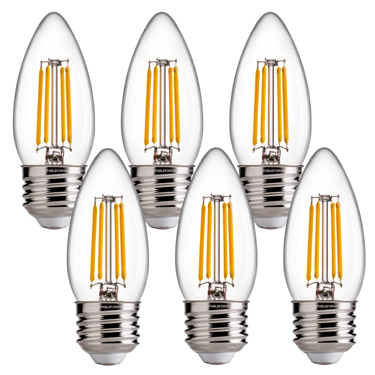 FLSNT dimmable LED candelabra bulbs in a six-pack provide cozy, efficient lighting