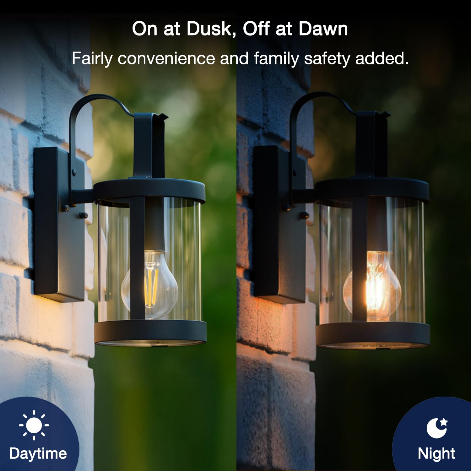 FLSNT Dusk to Dawn outdoor sensor bulb brightness with 7W LED output, energy-efficient.