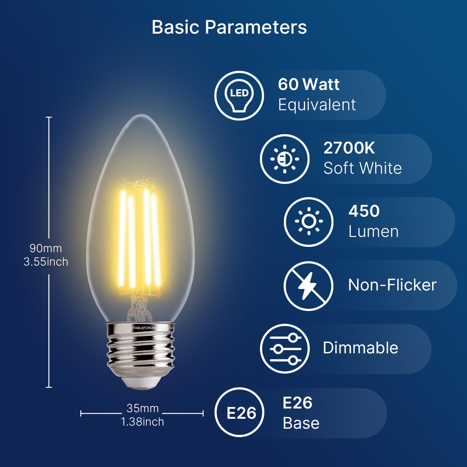 FLSNT B11 chandelier bulbs with E26 base fitting chandeliers