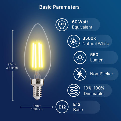 FLSNT 3500K natural white LED bulb close-up shows warm finish.