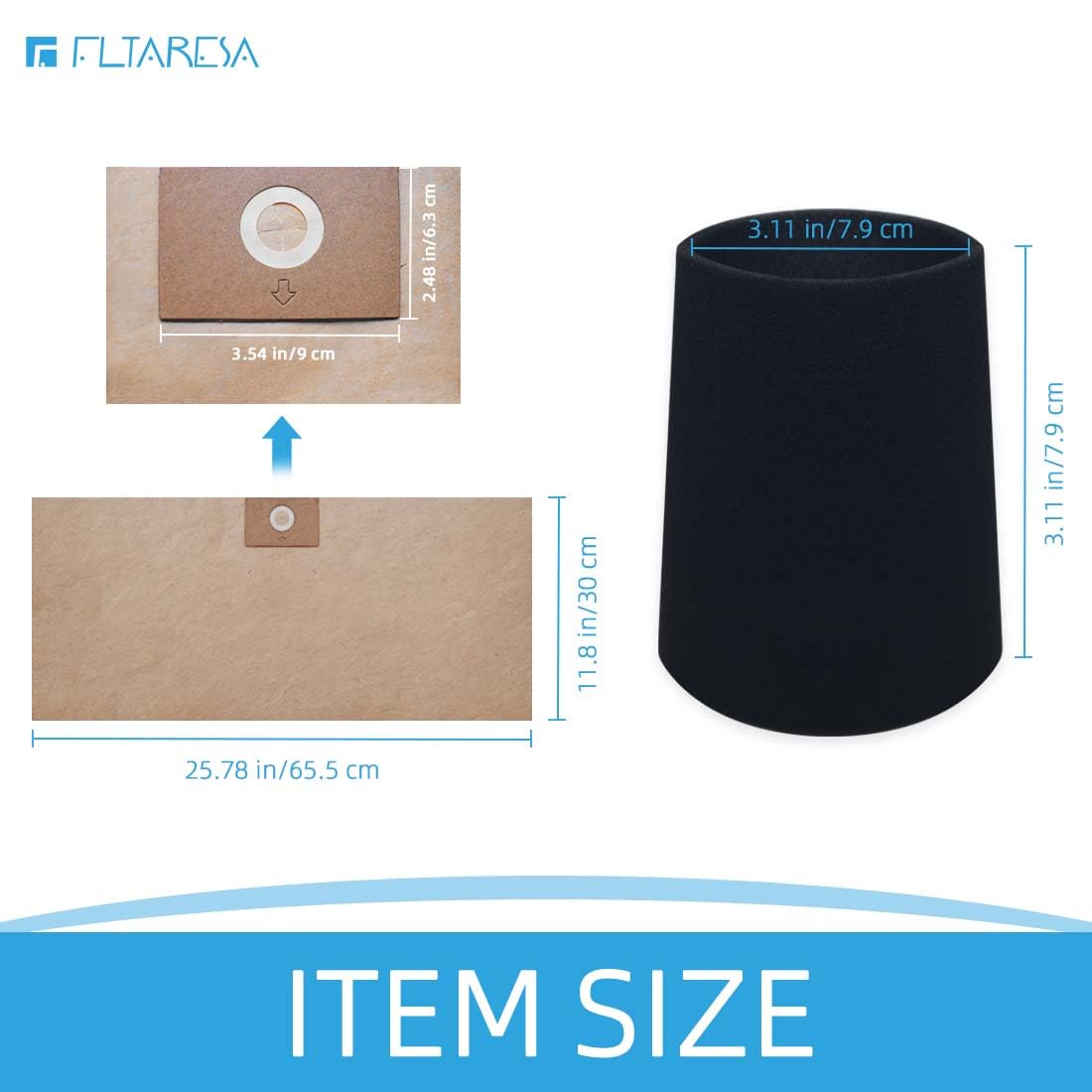 FLTARESA six bags and three filters kit for Stanley vacuums