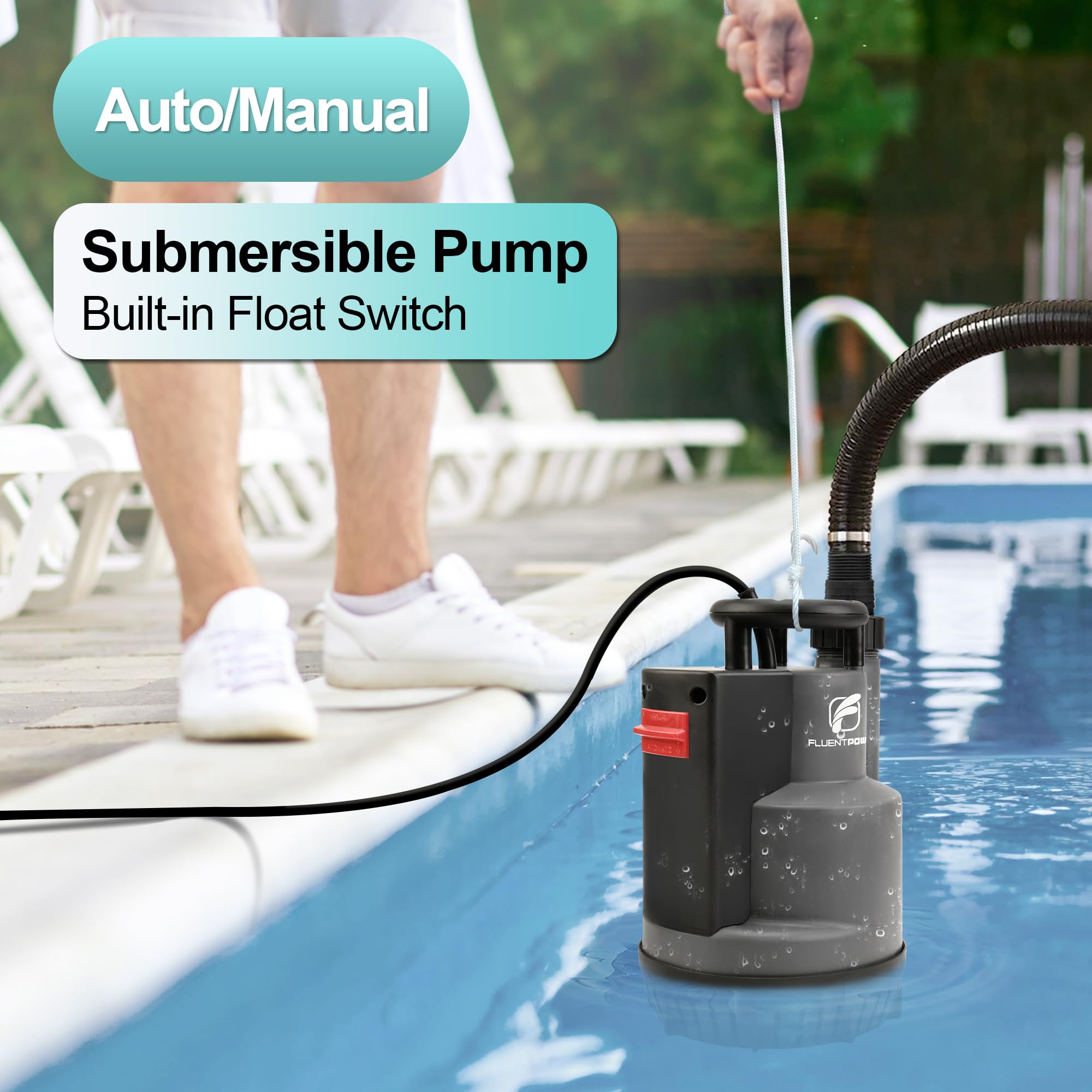 FluentPower sump pump in auto mode for hands-free water management