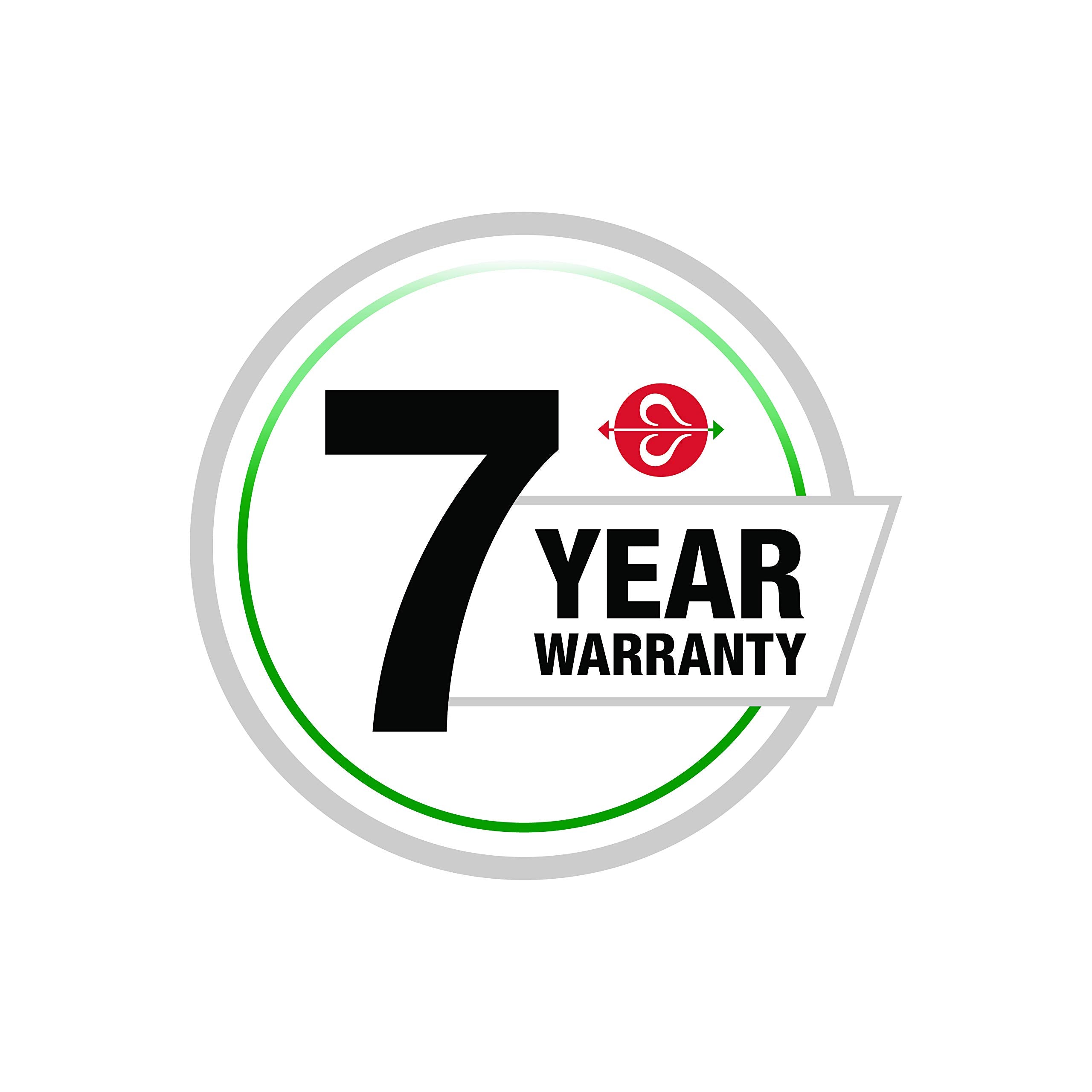 7-year warranty badge signals long-term support.