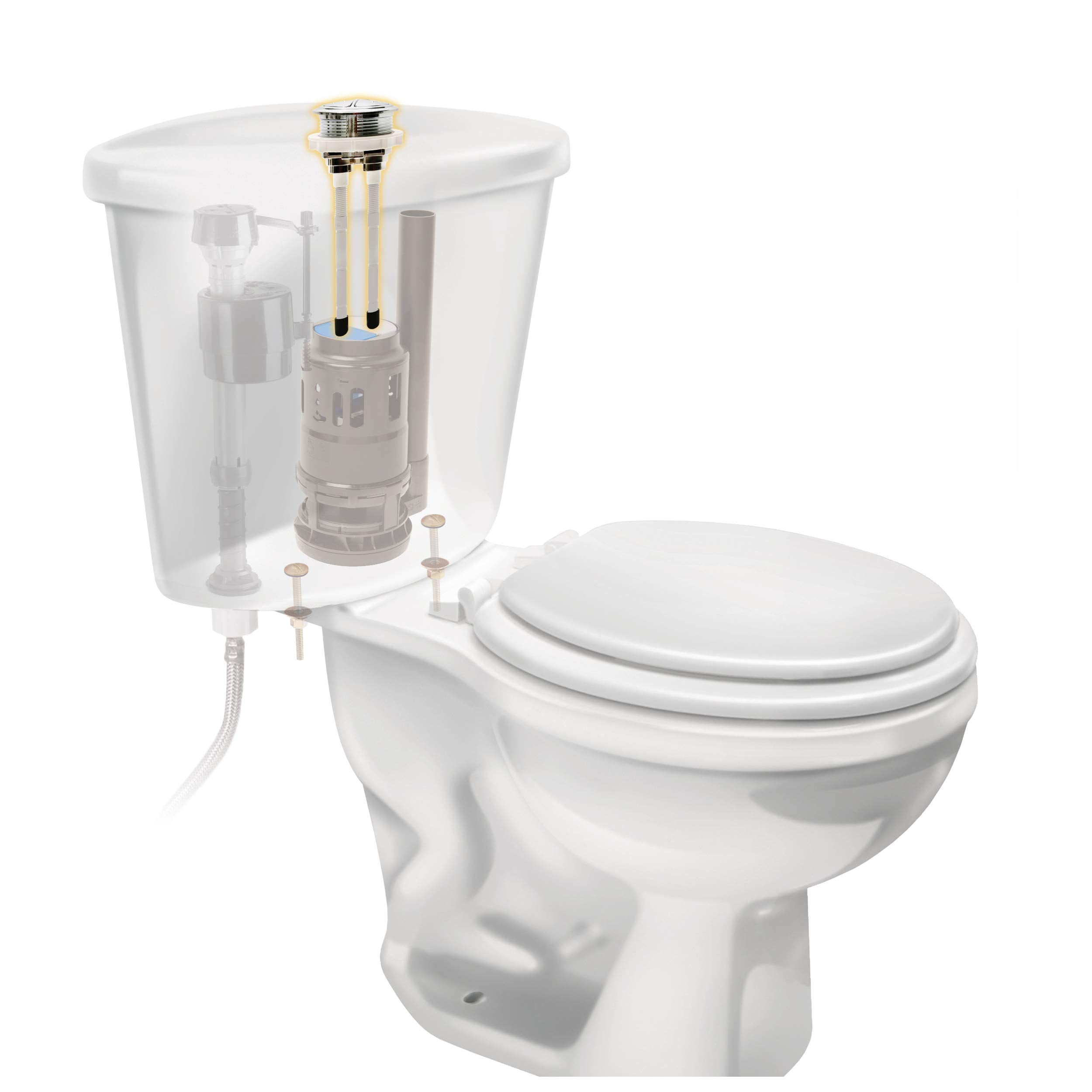 Fluidmaster 800P-001 dual flush button enhances bathroom aesthetics with chrome finish