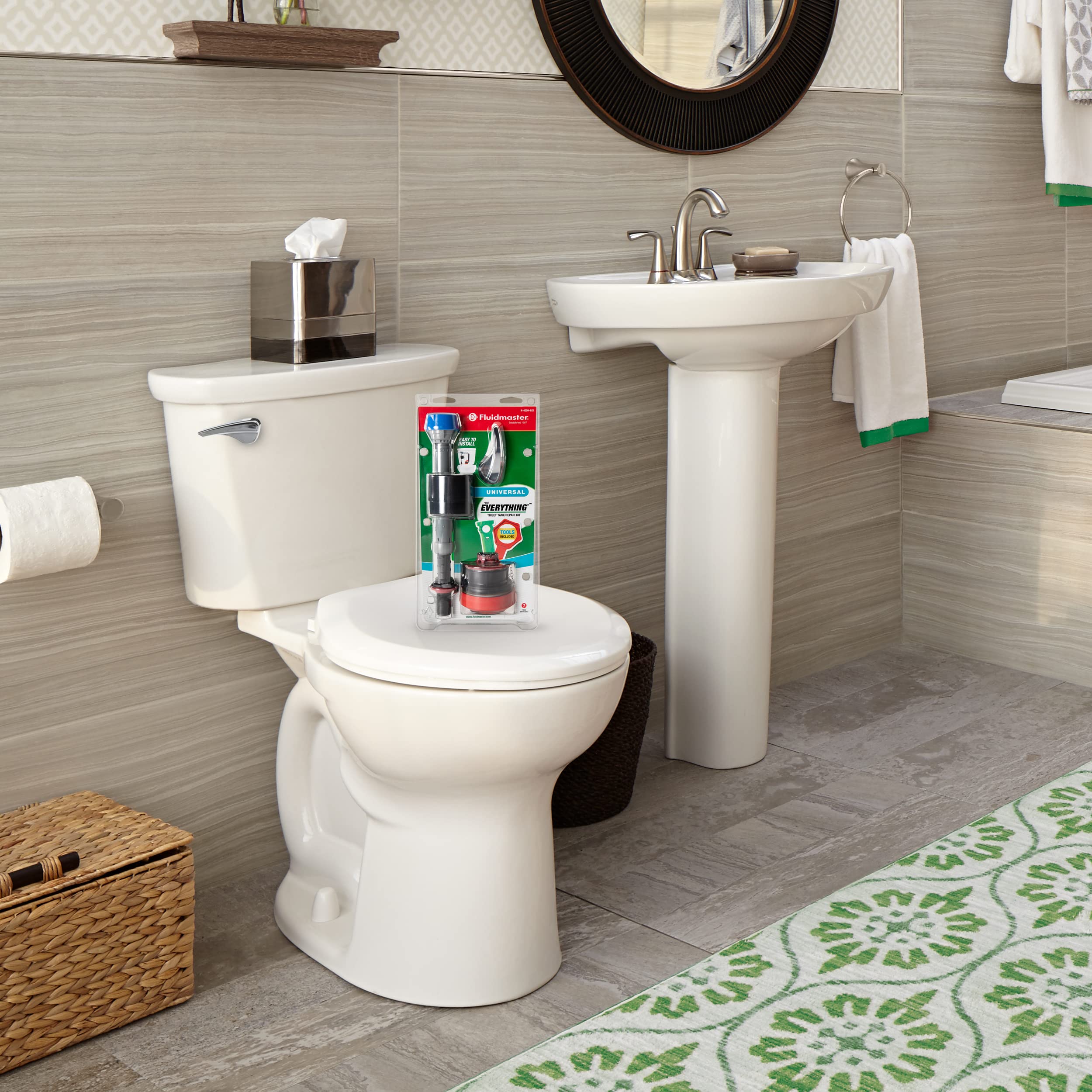 Fluidmaster PerforMAX water supply connector illustrates universal compatibility with 2-inch toilets