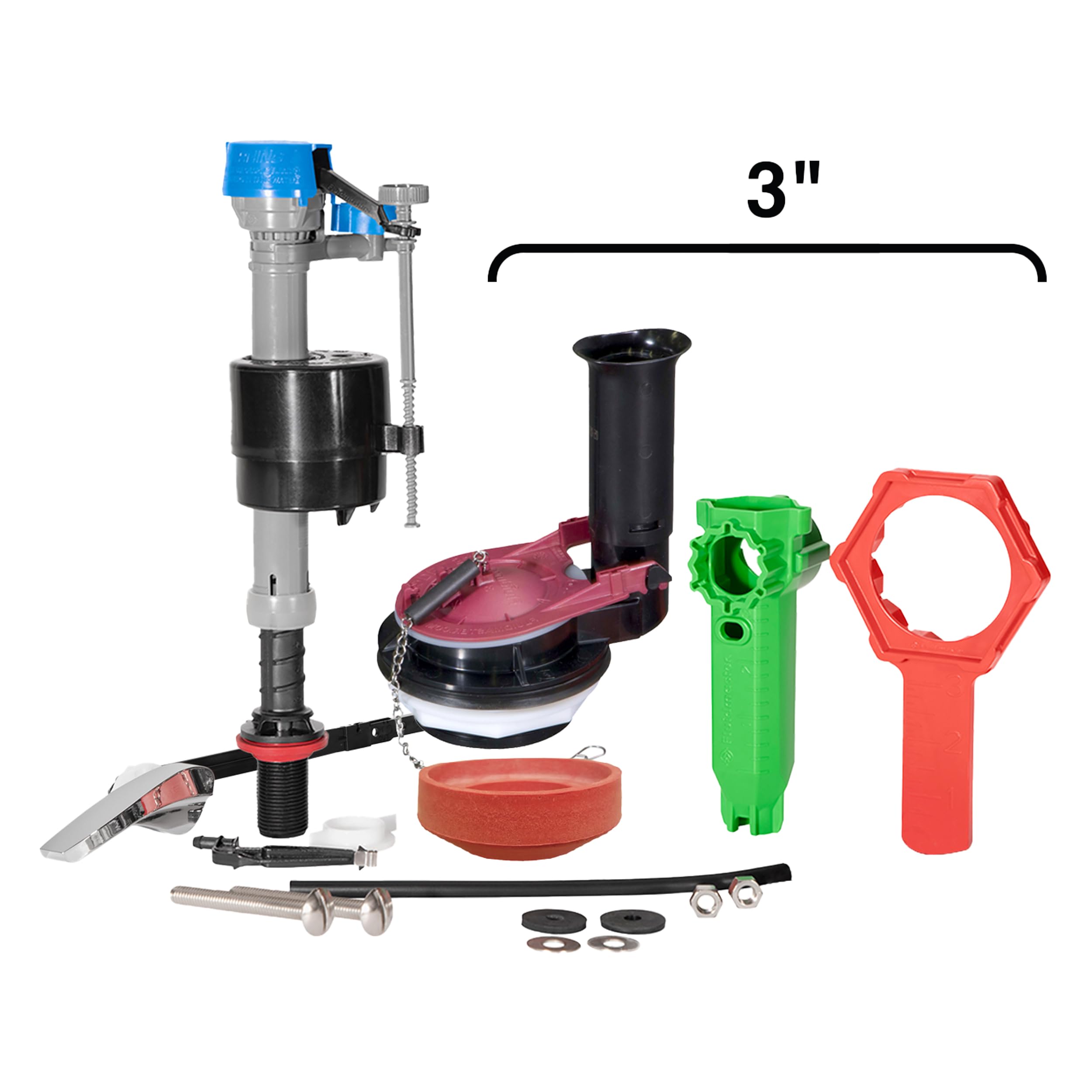 Tank-to-bowl gasket for 3-inch toilets ensures a reliable seal.