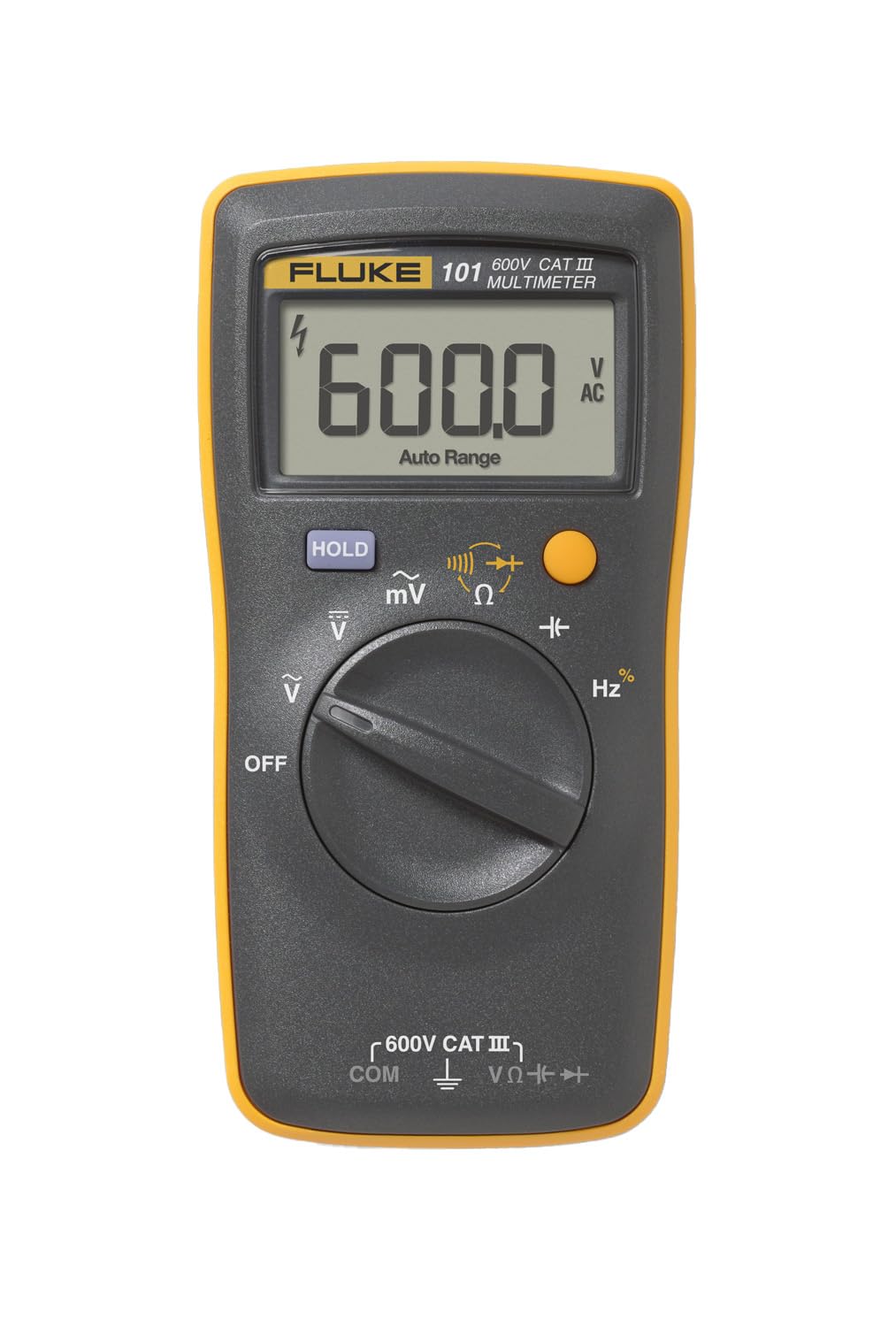 Fluke 101 digital multimeter front view for quick on-site electrical tests.